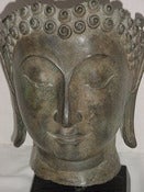 Image of Antique Temple Large Bronze Buddha Head Bust -Striking!