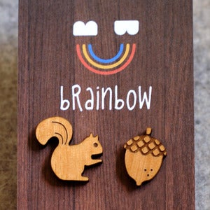Image of Wooden Squirrel Earring