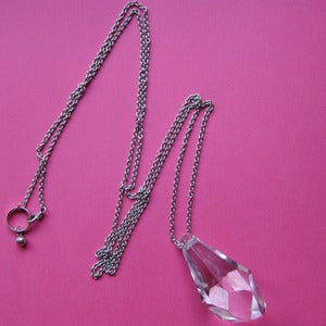 Image of Crystal Droplet Necklace Pendant, Sterling Silver 60% OFF
