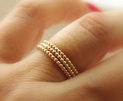 Image of 3 Beaded / Dotted Yellow Gold Filled Stackable Rings (eternity bands) made to order