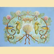 Image of Shells and Seahorses Original Painting