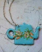 Image of Blue Enamel Teapot Necklace