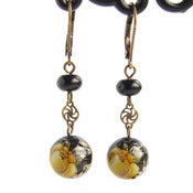Image of Ayame earrings with yellow rose