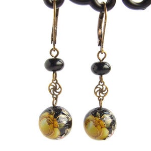 Image of Ayame earrings with yellow rose