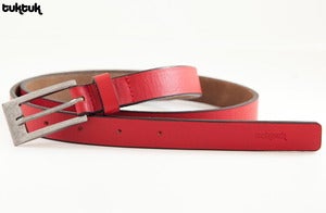 Image of Red 'Slim Jim' Leather Belt