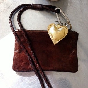 Image of Boho Leather Purse Bag - Chocolate & Gold