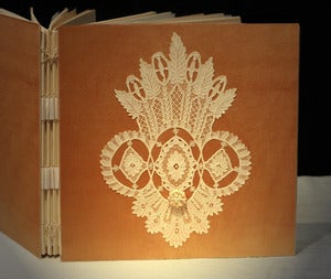 Image of Custom Wedding Photo Album, Point de Gaze OOAK,  Handmade Personalized 