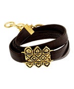 Image of Aztec Leather Wrap Bracelet - Brown