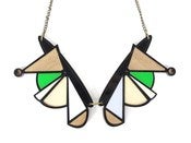 Image of Black & green geometric collar necklace