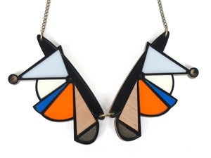 Image of Black & orange geometric collar necklace
