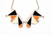 Image of Grey & orange geometric collar necklace