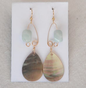 Image of fish lure inspired abalone shell & amazonite in Gold