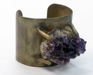 Image of Amethyst Cuff in Brass