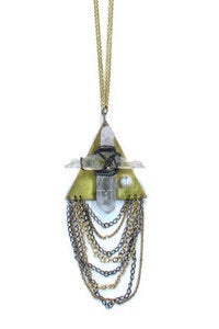 Image of Zenaide Triangle Cross and Crystal Necklace