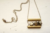 Image of Faceted Peruvian Pyrite & Vintage Brass Tubes Necklace