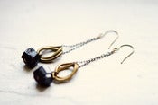 Image of Black Tourmaline & Vintage Link Earrings