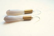 Image of Moonstone & Vintage Brass Spring Earrings