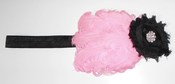 Image of Chic Pink and Black Feather Headband 