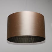 Image of Pebble silk lampshade with gold geometric screen print