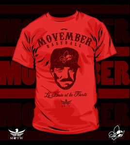 Image of Movember Baseball T-Shirt Mr. Baseball (Rouge)