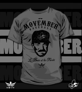 Image of Movember Baseball T-Shirt Mr. Baseball (Gris Foncé)