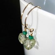 Image of BASIL - Green Amethyst, Green Onyx & Gold Fill Cube Gemstone Drop Earrings