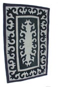 Image of 6'.4"*3'.9" shyrdak, dark blue and white with purple edging (27)