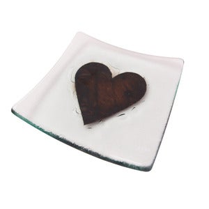 Image of Classic Mocha Heart Dish. 14cm, 22cm