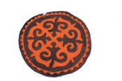 Image of 3' round shyrdak, orange and brown (41)