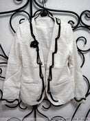 Image of Classic White tweet blazer Jacket with rose brooch