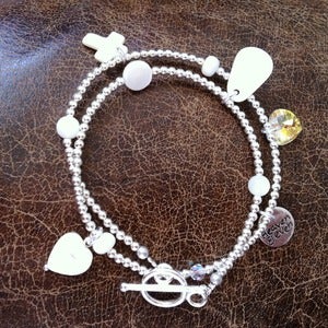 Image of Boho Silver & Pearl Wrap Bracelet