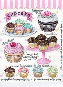 Image of "Cupcakes" Full Color Sticker Sheet