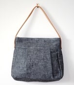 Image of 50s Inspired Hobo Bag without FLAP - Black Japanese Linen 