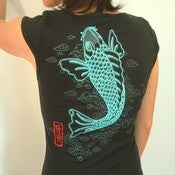 Image of Classic Lucky Koi Black Vneck 