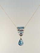 Image of London Blue Topaz, Freshwater Pearl, Sterling Necklace - One-of-a-Kind (F516)