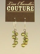 Image of Peridot, Freshwater Pearl, Sterling Cluster Earrings - One-of-a-Kind (F776)