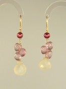 Image of Moonstone, Mystic Quartz, Freshwater Pearl, 14K Gold-Fill Earrings - One-of-a-Kind (F769)
