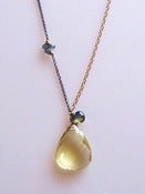 Image of Lemon Quartz, Sapphire, 14KGF, Oxidized Sterling Necklace - One-of-a-Kind (F765)