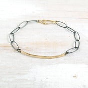 Image of sliver mixed metal link ID bracelet