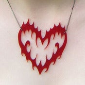 Image of Red Translucent Acrylic Thorny Heart - with FREE matching necklace