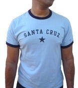Image of santa cruz unisex ringer tee-blue