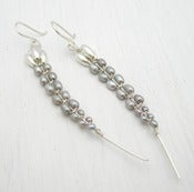 Image of Grey Pearl Orchid Stem Earrings