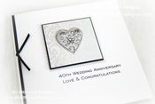 Image of metal heart wedding anniversary card 40th 50th 60th
