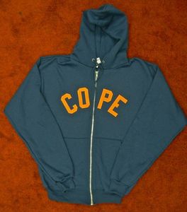 Image of Embroidered Zip Hoodie - Navy Blue/Orange 