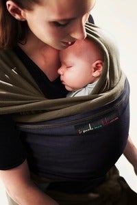 Image of Je Porte Mon Bebe Stretchy Wrap - Olive/Navy