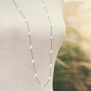 Image of DUO Pearl & Silk Long Station Necklace
