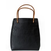 Image of black leather mini mega tote