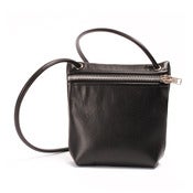 Image of black leather small crossbody pouch
