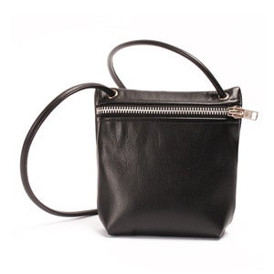 Image of black leather small crossbody pouch