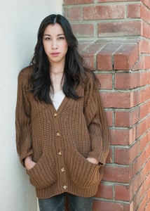 Image of Corset Back Camel Cardigan